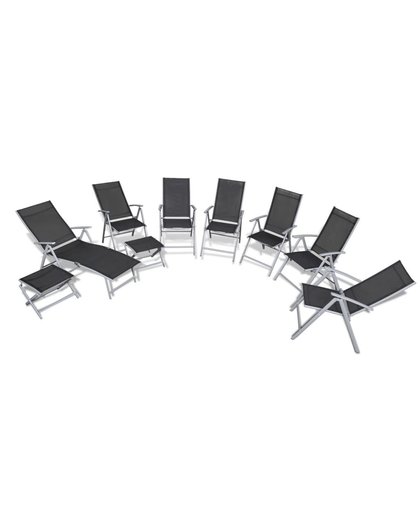 vidaXL Garden Chair Set 9 Pieces Aluminium Foldable