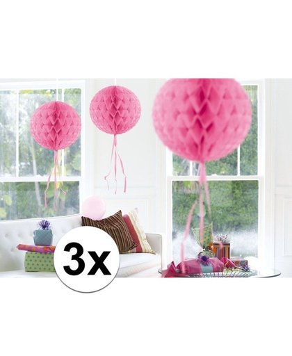 3x feestversiering decoratie bollen licht roze 30 cm Roze