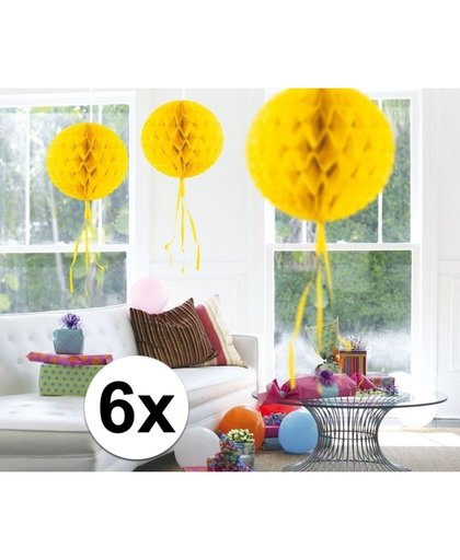6x feestversiering decoratie bollen geel 30 cm Geel