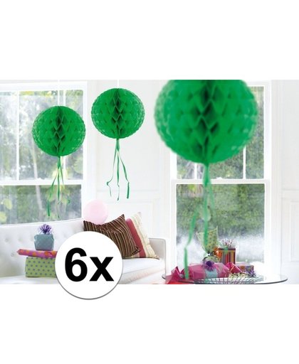 6x feestversiering decoratie bollen groen 30 cm Groen