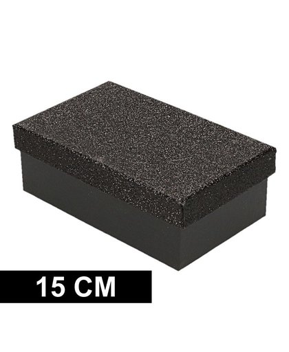 Zwart glitter cadeaudoosje 15 cm rechthoekig Zwart