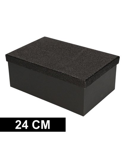 Zwart glitter cadeaudoosje 24 cm rechthoekig Zwart