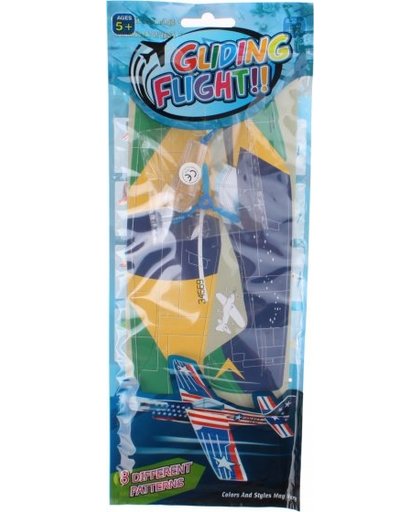 Toi Toys foam vliegtuigje 19 cm blauw/geel/groen