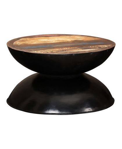 Salontafel 60x60x33 cm massief gerecycled hout zwart