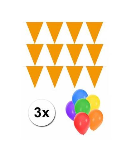 Pakket 3x vlaggenlijn xl oranje incl gratis ballonnen