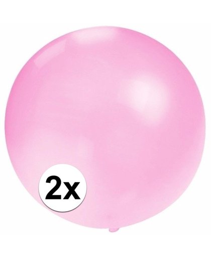 2x stuks grote ballonnen van 60 cm baby roze Roze
