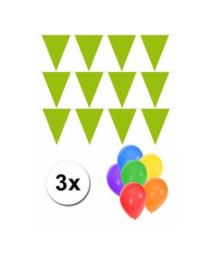 Pakket 3x vlaggenlijn xl lime incl gratis ballonnen