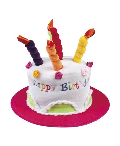 Boland hoed Cream cake Happy Birthday roze