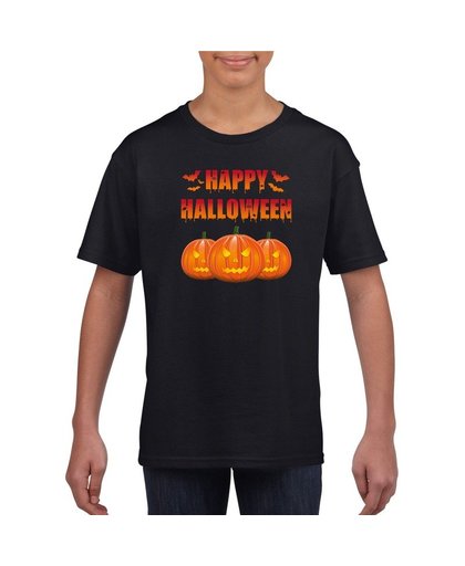 Halloween - Happy Halloween t-shirt zwart kinderen M (134-140) Zwart
