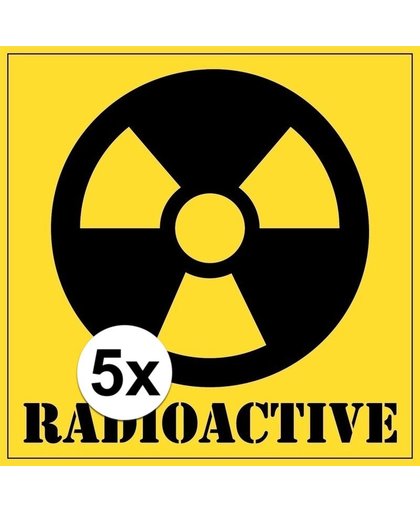 Halloween - 5x stuks halloween radioactive gevaren stickers Geel