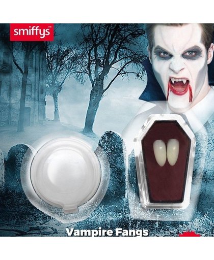 Halloween - Vampier hoektanden met kleefpasta Wit