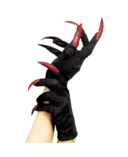 Halloween - Horror handschoenen met nagels voor volwassenen Zwart