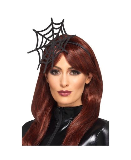 Halloween - Diadeem spinnenweb zwart voor volwassenen Zwart