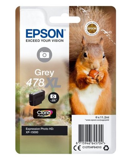 Epson Singlepack Grey 478XL Claria Photo HD Ink inktcartridge