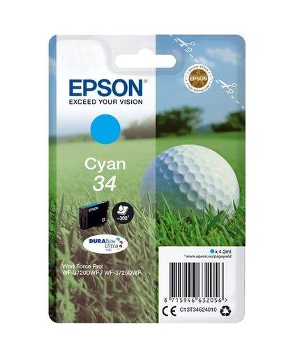 Epson Singlepack Cyan 34 DURABrite Ultra Ink inktcartridge