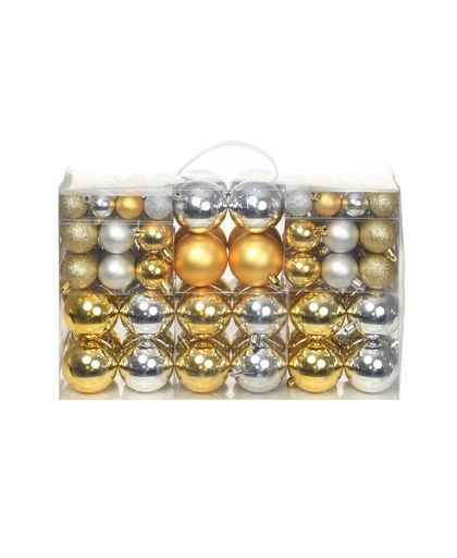 vidaXL Kerstballenset 6 cm zilver/goud 100-delig