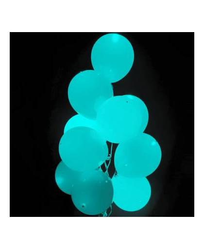 Turquoise led ballonnen met schakelaar 30cm 4 stuks