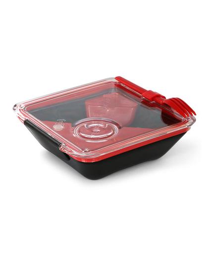 Handig Cadeau | lunchbox vierkant zwart - rood