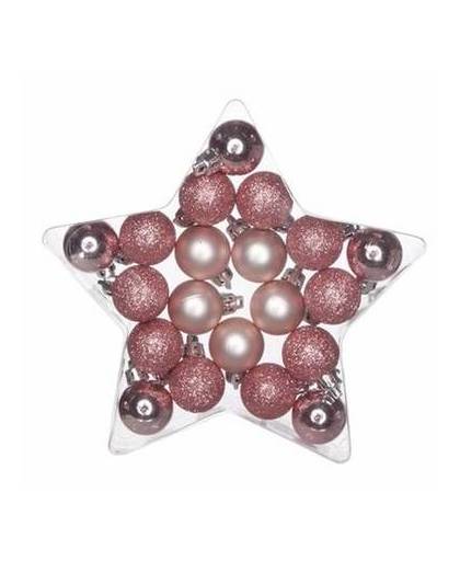 20 stuks kerstballen roze - glitter/ glanzend/ mat - kunststof