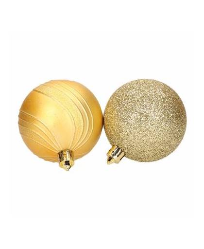 6 gouden kerstballen glitter en mat
