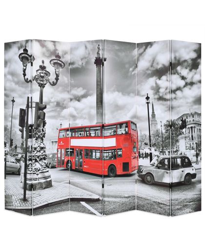 vidaXL Kamerverdeler inklapbaar Londen bus 228x180 cm zwart en wit