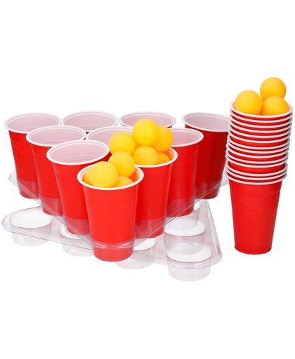 Grote beer pong set met rode cups 50 delig Rood