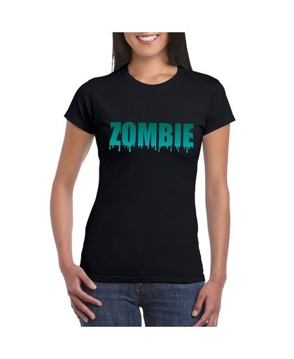 Halloween - Halloween zombie tekst t-shirt zwart dames S Zwart