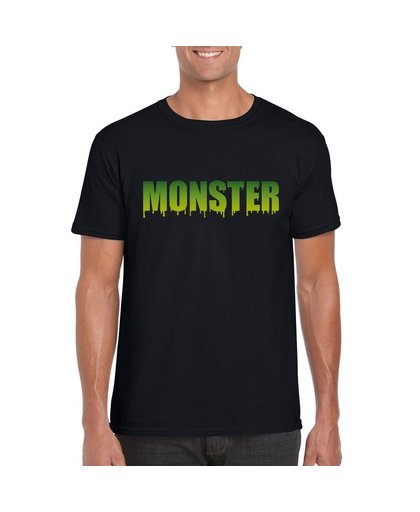 Halloween - Halloween monster tekst t-shirt zwart heren M Zwart
