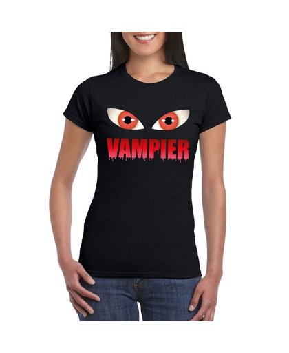 Halloween - Halloween vampier ogen t-shirt zwart dames XL Zwart