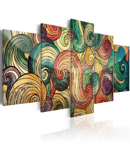 Schilderij - Kleurrijke golven - 100x50
