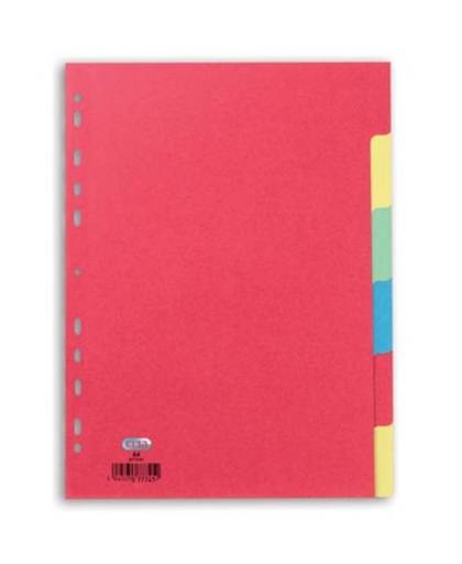 Elba tabbladen uit karton, ft A4, 6 tabs, 11-gaatsperforatie, geassorteerde kleuren