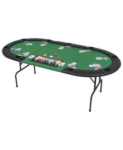 Pokertafel voor 9 spelers ovaal 3-voudig inklapbaar groen