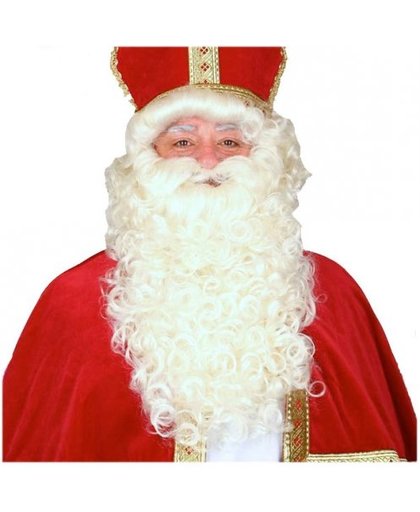 Luxe Sinterklaas pruik en baard Multi