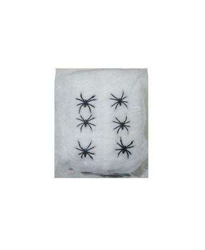 Halloween - 3 zakken decoratie spinnenwebben van 100 gram Multi