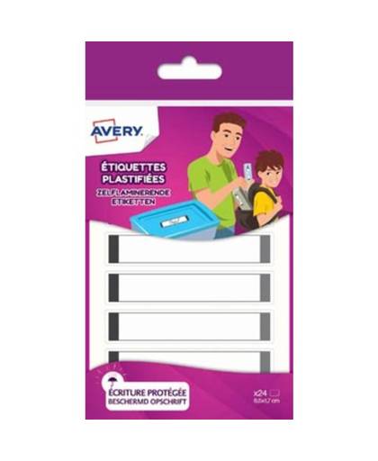 Avery Family gelamineerde etiketten, ft 8,5 x 1,7 cm, grijs, ophangbare etui met 24 etiketten