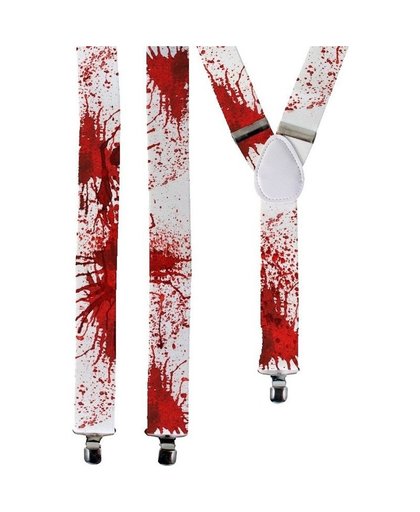 Halloween - Witte bretels met bloedvlekken voor volwassenen Multi