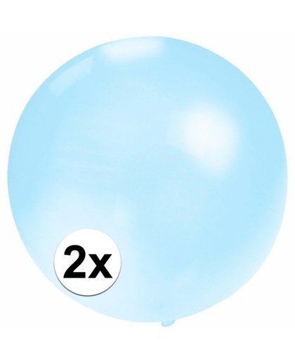 2x stuks grote ballonnen 60 cm baby blauw Blauw