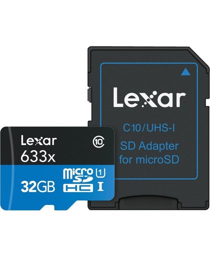 Lexar carte mémoire Micro SDHC 32 Go 633x UHS-1 + adaptateur SD