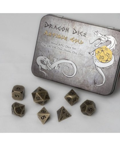 Dragon Metal Dragon Dice Set - Antique Gold