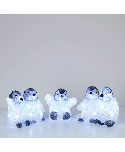 Set de 5 figurines LED acrylique Bébés pingouins