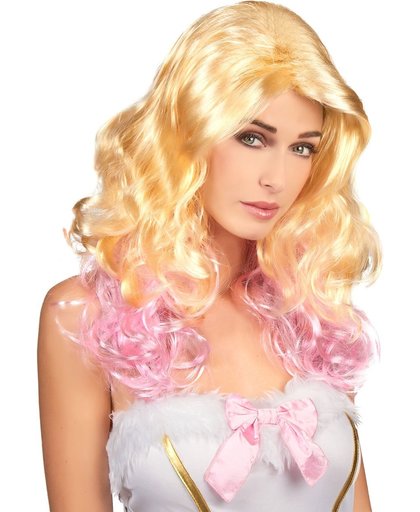 Perruque glamour blonde et rose femme Taille Unique
