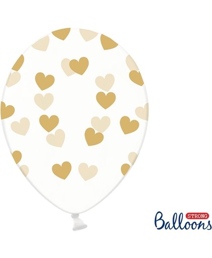vegaooparty 6 Ballons transparents avec coeurs or Taille Unique