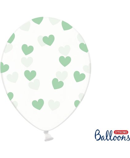vegaooparty 6 Ballons transparents avec curs verts 30 cm Taille Unique