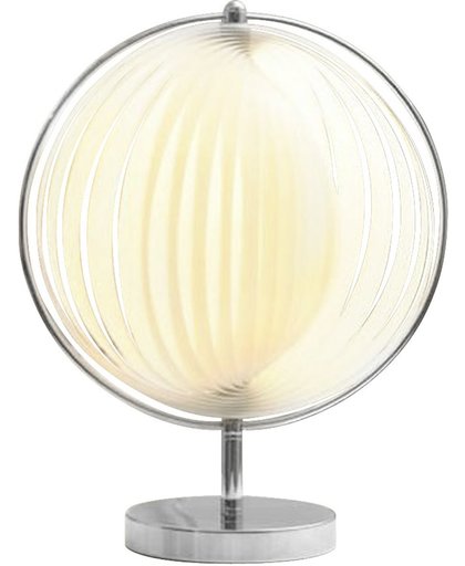 Lampe de table ou Lampe de chevet à poser rétro vintage abat jour en lamelles flexibles blanche pied en métal chromé