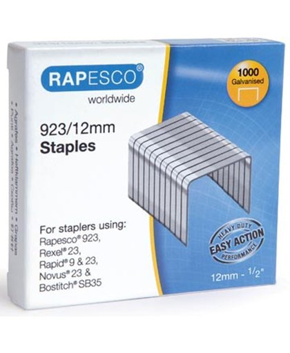 Rapesco Boîte de 1000 Agrafes galvanisées 923 12 mm en acier Agrafes galvanisées en acier Rapesco 923 - 12 mm - boîte de 1000