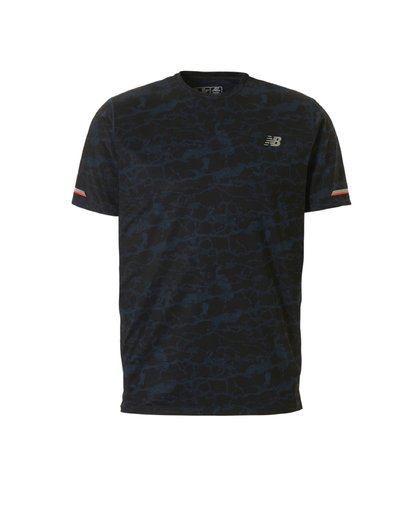 New Balance - Printed NB Ice 2 S/S - T-shirt de running taille S, noir