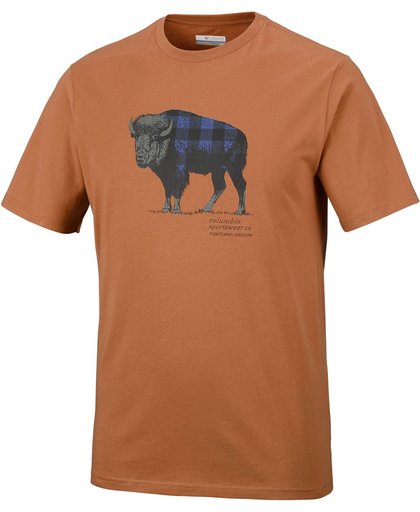Columbia - CSC Check The Buffalo II Short Sleeve - T-shirt taille S, orange/brun