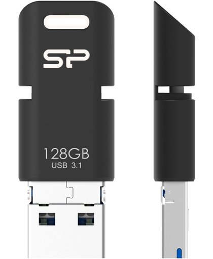 Silicon Power 128GB Mobile C50 3-in-1 USB 3.1/ Micro-USB/ USB type-C COB flashdrive Zwart USB flash drive