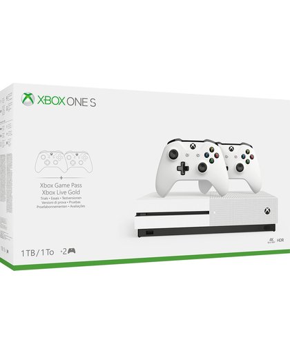 Xbox One S console + 2 draadloze controllers - 1 TB