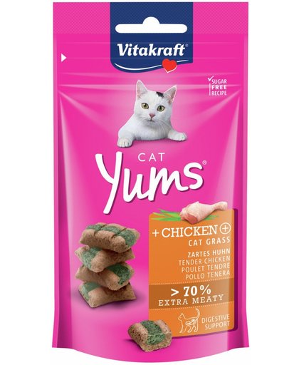 Vitakraft Cat Yums - Kip & Kattengras - Kattensnack - 40 g